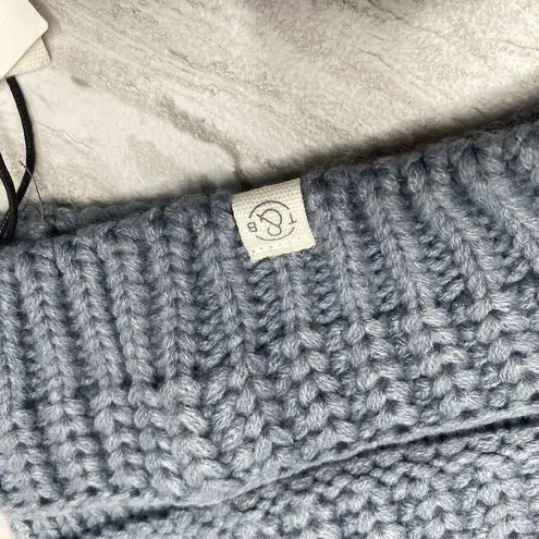 Treasure & Bond Chunky Knit Acrylic Faux Fur Pom Pom Beanie Hat Blue Winter New