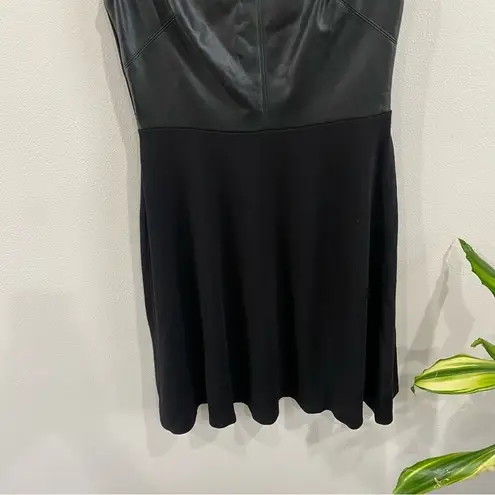 Bailey 44 | Endorphin Mesh and Faux Leather Top Fit and Flare Black Dress Size 4