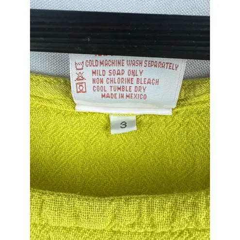 Oh My Gauze! Womens Yellow Top Size 3 100% Cotton Made In Mexico