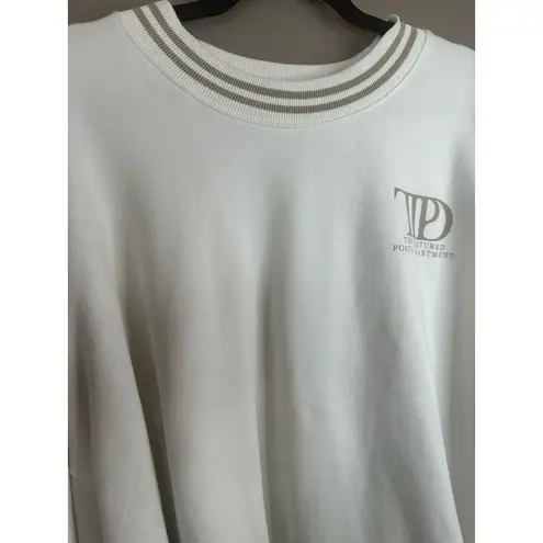 Taylor Swift ‘Tortured Poets Department’ Cream Beige Crewneck Pullover Size 3XL White