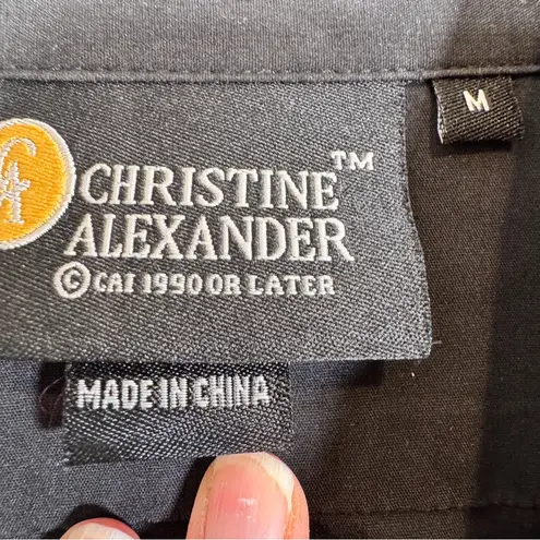 Christine Alexander Blue Rhinestone Stud Button Down Shirt Womens M Casual Black Size M