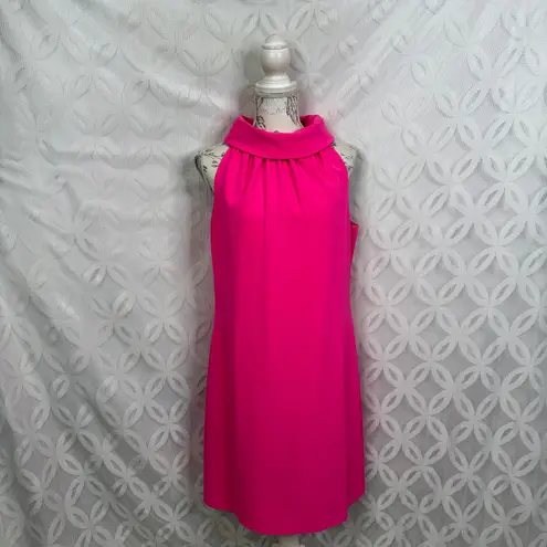 Sail To Sable Hot Pink Cowl Neck Button Back Shift Dress Size M