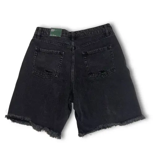 Wild Fable NWT 10 Black Wash Denim High Rise Bermuda Shorts Long Cutoff Hems New