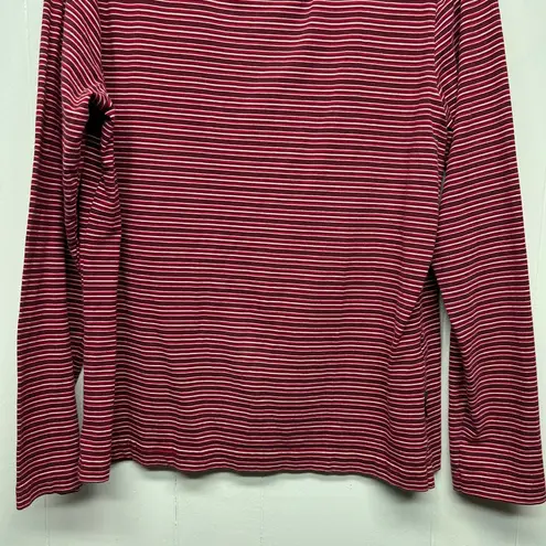 Wool Rich Striped Red Turtleneck Women's Long Sleeve Top Size Large Stretch