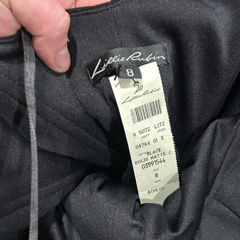 Lillie Rubin Black Asymmetrical Ruched Sundress Halter Neck Size 8