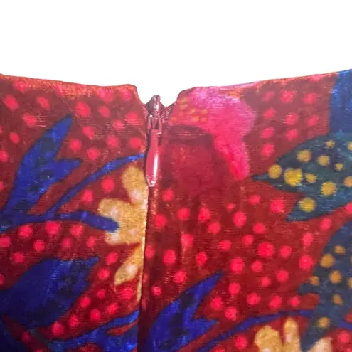 Farm Rio Snake Garden Red Velvet Floral Print V-Neck Long Sleeve Jumpsuit Sz XS