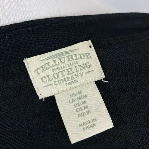 Floral Embroidered Puff Sleeve Blouse Top Telluride Clothing Medium Black