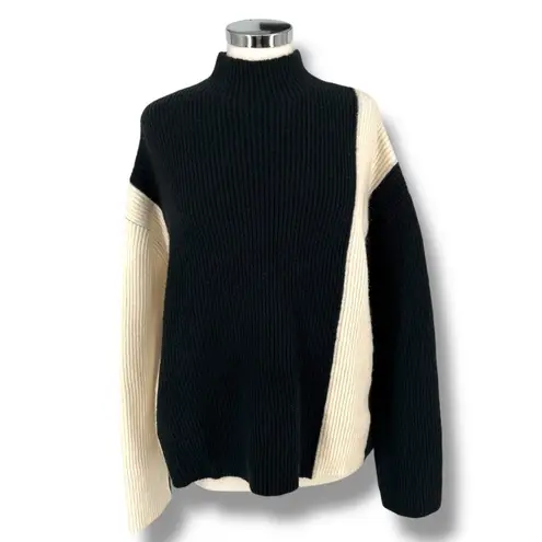 Commense Miss Paris Black White Colorblock Ribbed Knit Sweater Size Small