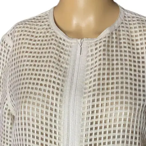 Lafayette 148 New York White
Perforated Leather Jacket P 0/2 White Size 0P