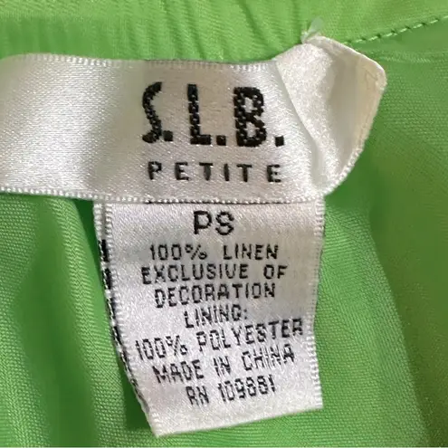 SLB Green Linen Rosette Floral Trim Pull On Skirt Petite Small PS Size undefined