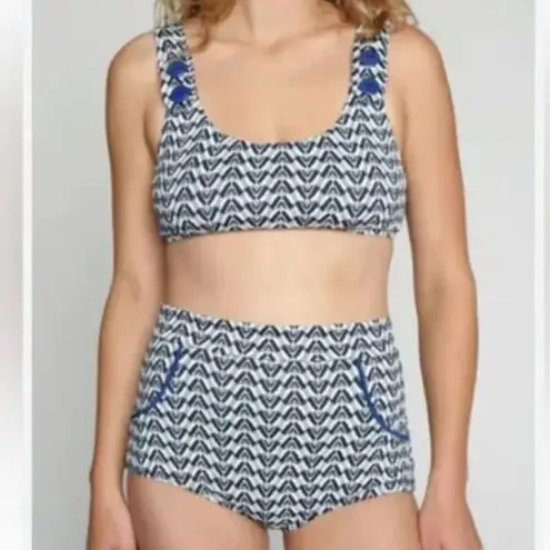NEW Seea Free People Seea Georgia Surf Top in navy mini chevron, XS Blue
