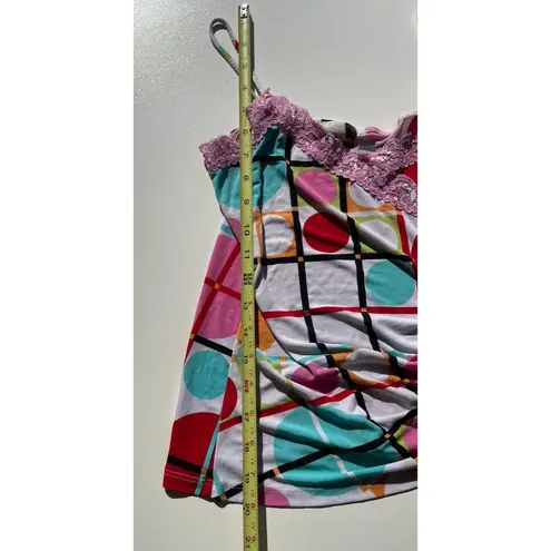 Pretty Good Women’s Size M Pink Lace Y2K Striped Asymmetrical Summer Made in USA