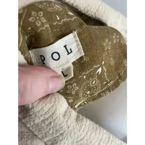 POL Women's  Brown and White‎ Paisley Blazer Size L Cowgirl Western Wear EUC