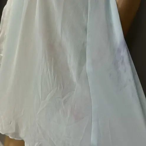 Linea Donatella New Chemise Size Medium Aqua Blue Chiffon Ruffle Lace Nighty NWD