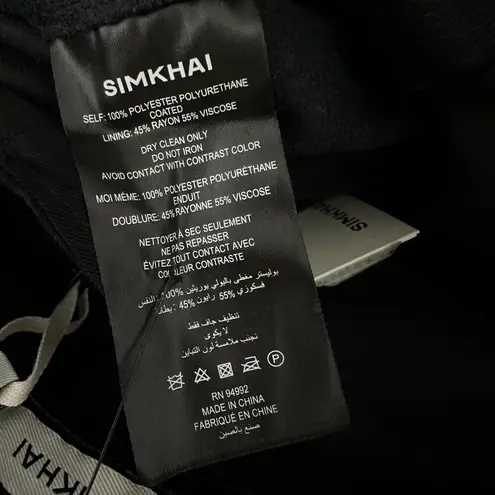 SIMKHAI Dahlia Faux Leather Straight Leg Pants Black High Rise $450 US 2 NWT