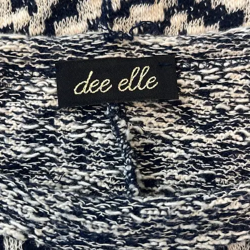Dee Elle EUC Blue White Nordic Abstract Print Short Sleeve Sweater Dress Tunic S