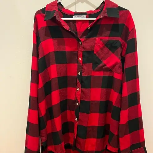 Arizona Jeans Arizona Jean Co. Plain red and black XL button down women shirt