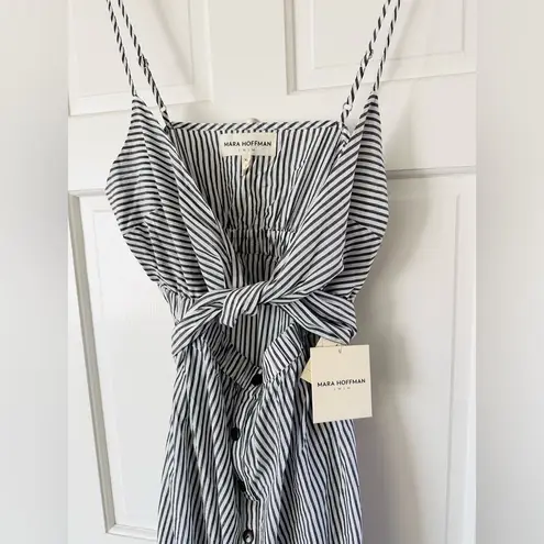 Mara Hoffman NEW! Swim Thora Striped Maxi Dress Wrap Tie Button Front Size XL