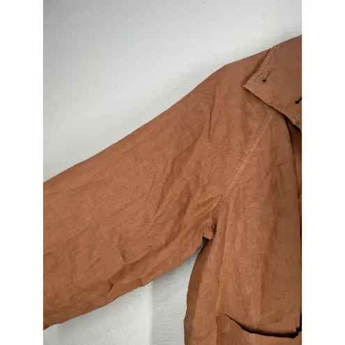 J Jill PureJill Brown Linen Top Sz S Artsy Lagenlook Boxy Beachy Minimalist