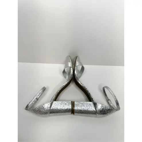 Bandolino Sandals Womens Size 5.5 Silver Open Toe Ankle Strap Block Heels