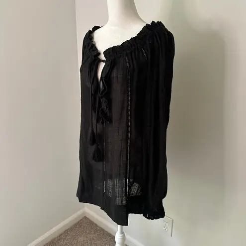 Sundance black long sleeve lightweight swim cover up size S