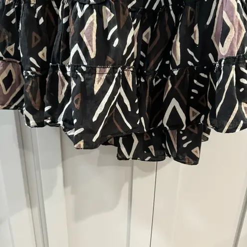 Loose Lucy’s 100% Cotton High Low Full Skirt Backless Dress in Geometric Pattern Black Size M