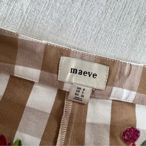 Maeve Gingham Floral Embroidered Capri Pants NWT - size 4