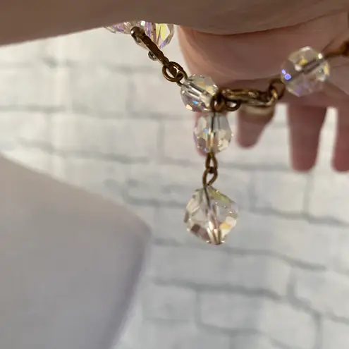 Jewelry necklace earrings and bracelet set Iridescent clear sparkle beads Silver