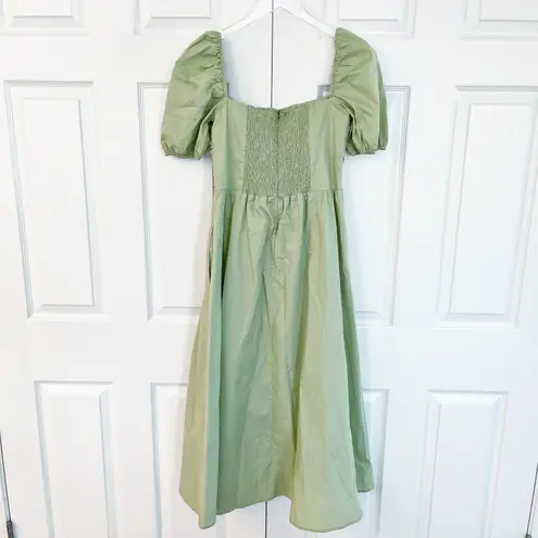 O.P.T. River Pleated Midi Dress in Sage Green Size L
