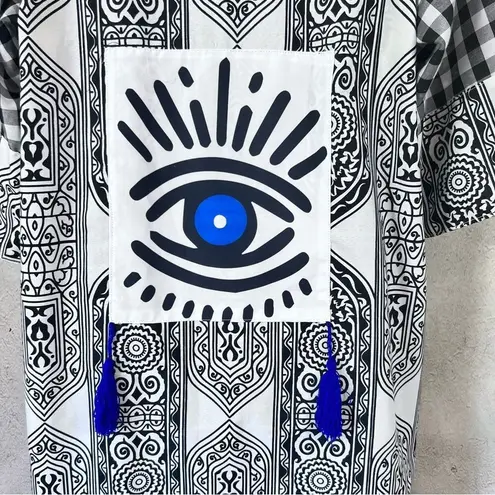 Evil Eye Black & White Gingham Plaid Long Shirt Dress Size undefined