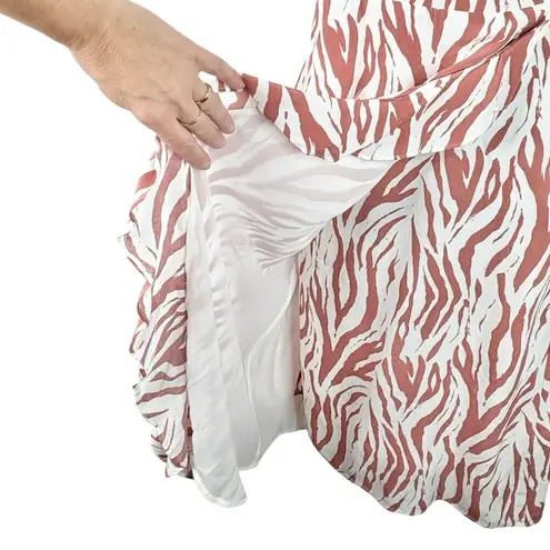 Rails Frida Rust Zebra Midi Dress Sleeveless Ruffle Front Tie Waist Women’s L - Image 9