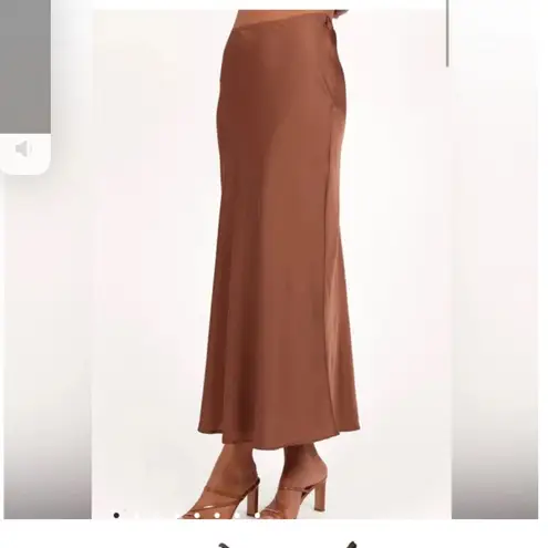 Petal and Pup $69 NELLIE SATIN MIDI SKIRT - BANKSIA BROWN XL