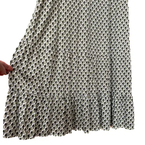 Olsen Dropped Waist Tiered Skirt Mid Length Dress Short Sleeve Eco Friendly Green Size XL