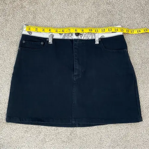 Alice + Olivia  Good High Rise Denim Skirt Bandana Patchwork 29 Black