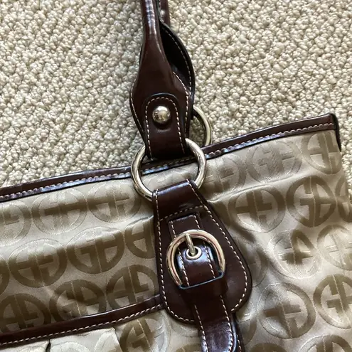 Giani Bernini Shoulder Bag Medium Tote Classic Initial Tan Brown Y2K Like New