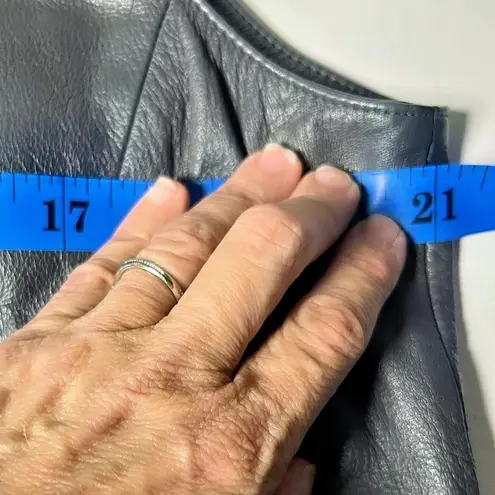 Preston & York  Genuine Leather Zip Vest Size 16 Gray Minimalist Chic‎