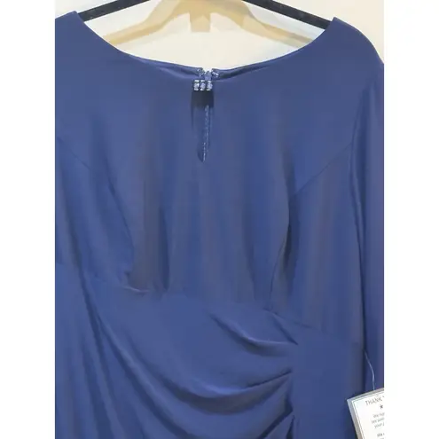 Alex Evenings Alex Evening Matte Jersey Dress with Keyhole Cutout Neckline Embellished Sleeves