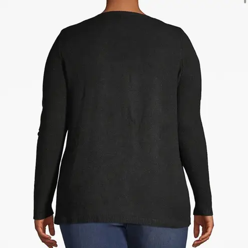 Lane Bryant  Black Pointelle Boat Neck Sweater 14/16 XL NWT