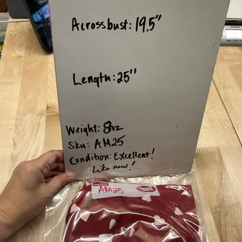 Unique Vintage Gwen Red White Heart Print Blouse Puff Sleeve Size Large