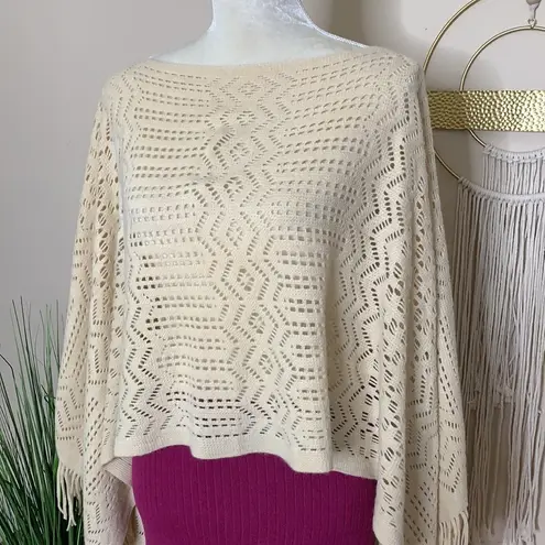 Boho western fringe poncho knit sweater /coverup Size undefined