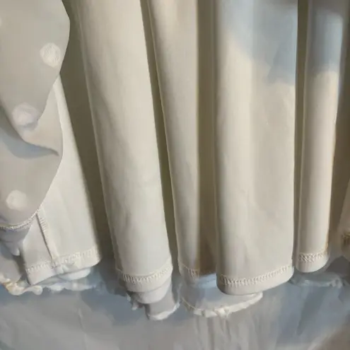 Lulus Always On Repeat White Clip Dot Long Sleeve Mini Dress Sz Medium Chiffon