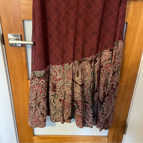 Soft Surroundings Merlot Aideen Mixed Print Long Sleeve Maxi Dress