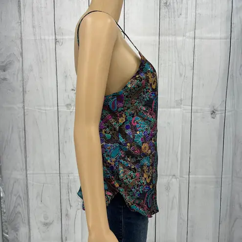 Frederick's of Hollywood Y2K SMALL Purple Paisley Satin Top Sheer Strappy