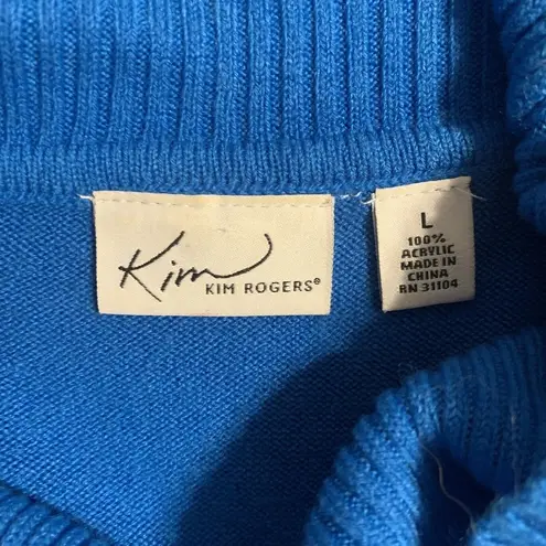 kim rogers  Womens Size Large Blue Ombre Embellished Cowl Neck Pullover Sweater