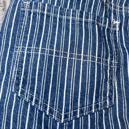 Dickies Girls Button Fly Mini Skirt Womens 1/25 Blue White Striped Denim Y2K