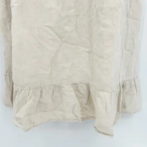 Sim & Sam Womens Cottagecore Milkmaid Beachy Linen Blend Midi Dress Size S Beige