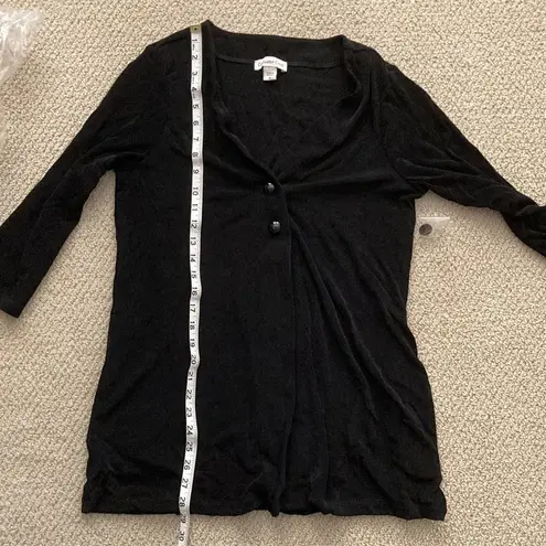 Coldwater Creek NEW Destinations Button Cardigan Black Size Medium Sleek NIB