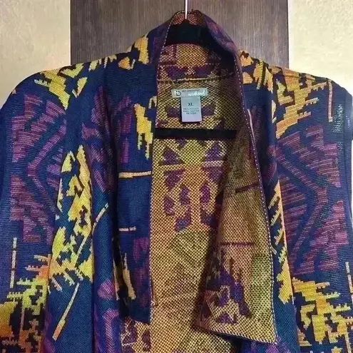 XL New no tags New Direction Weekend brand sweater duster vest "Aztecish" PRINT Purple