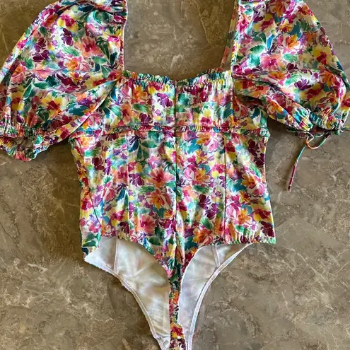 For Love & Lemons Watercolor Floral Bodysuit