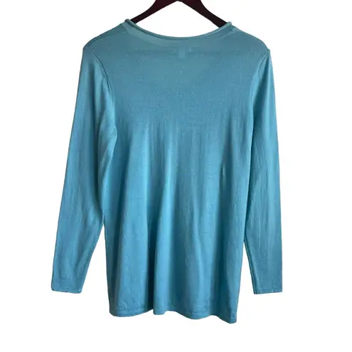J Jill Women Sweater S Turquoise Lightweight Merino Wool Workwear Quiet Luxury Blue